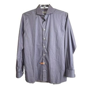 Eton Classic Mens Sz 41-16  Large Italy Long Sleeve Button Up Blue Striped Shirt